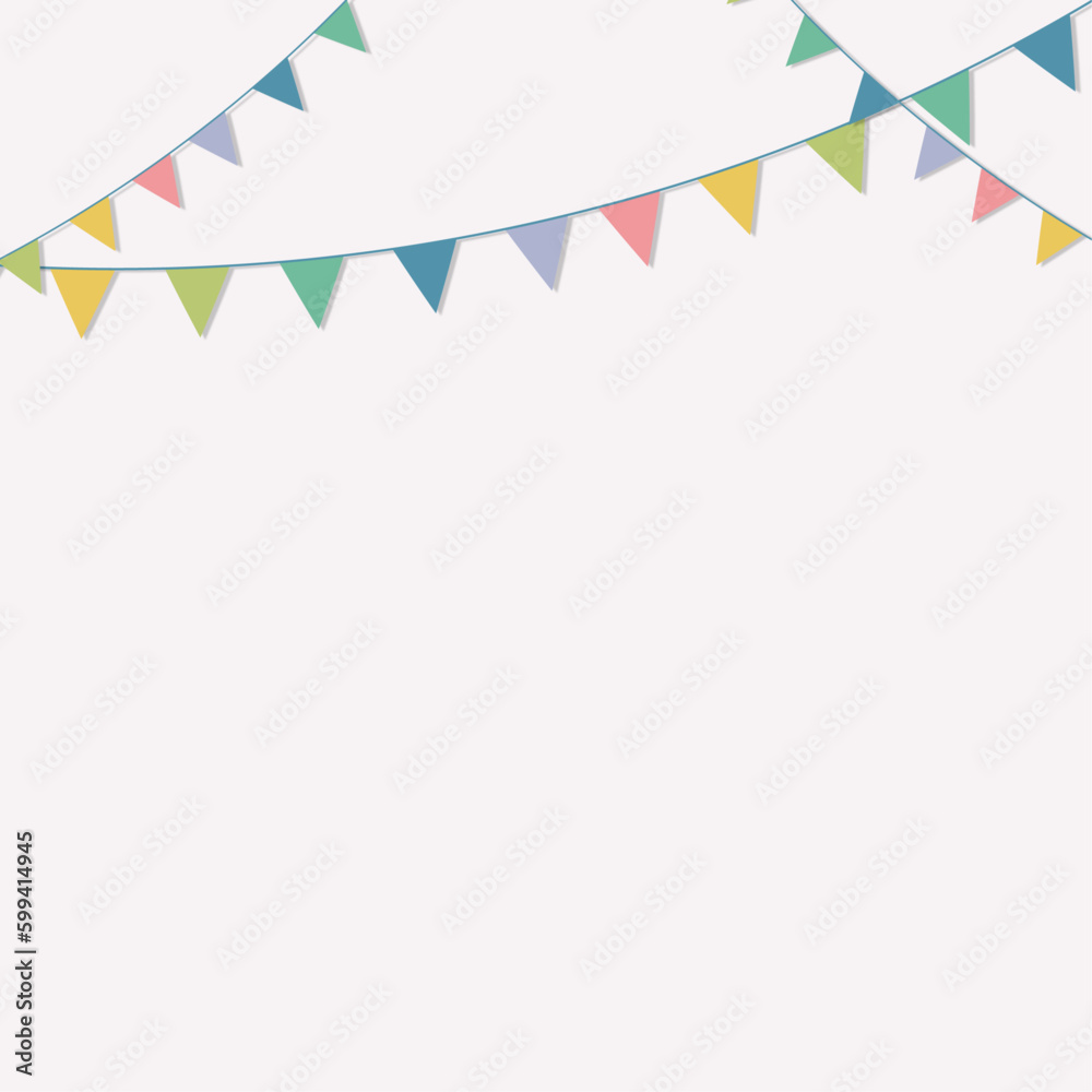 Carnival design elements. Birthday garlands with colorful flags isolated on the white background