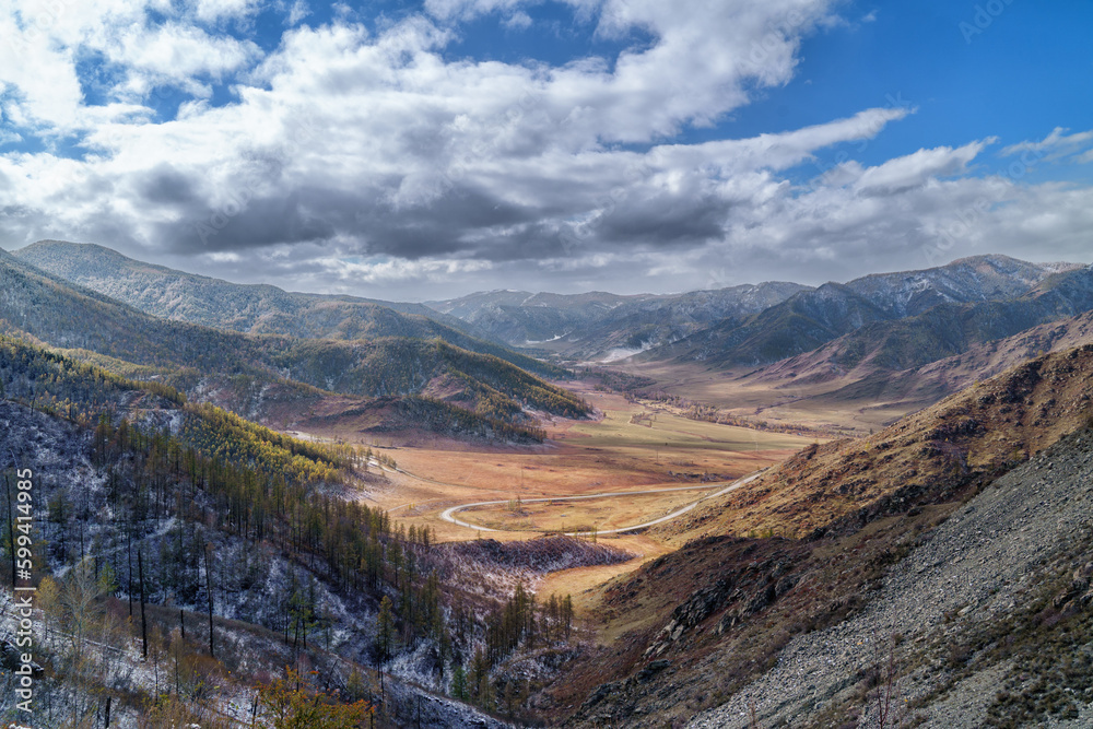 Landscape of the Altai Mountains and the North Chui Ridge, in Siberia, Altai Republic, Russia