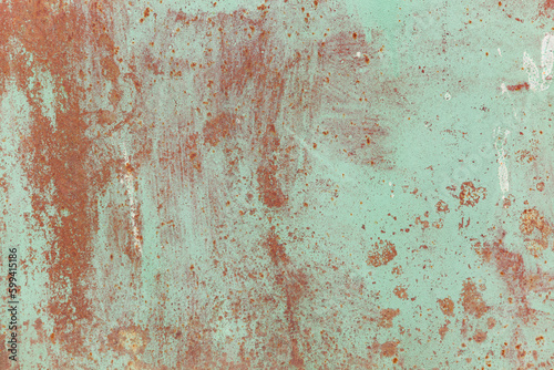 Obraz na płótnie Rusty metal surface with old faded paint. Texture of rust and paint. Grunge background w salonie