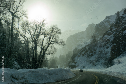 Dramatic late season views of Little Cottonwood Canyon in Utah © grenierb