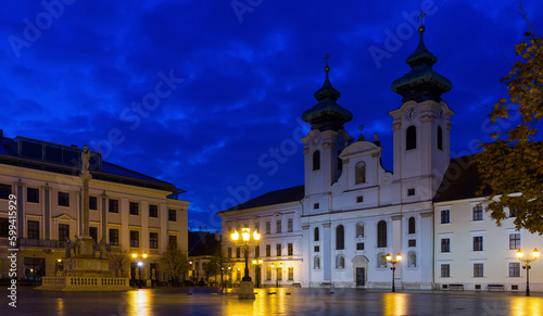Cathedral of St. Ignatius in the central square of Gyor, Hungary photo