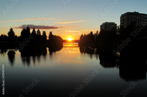 Photos Sunset Scenery In Pikisaari Near Oulu Finland On A Beautiful Sunny Summer Day Wi