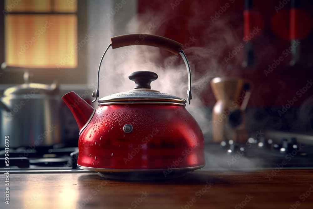 Boiling water in the kettle - the kitchen in the morning, Created using generative AI tools. Boiling water in the kettle - the kitchen in the morning, Created using generative AI tools.