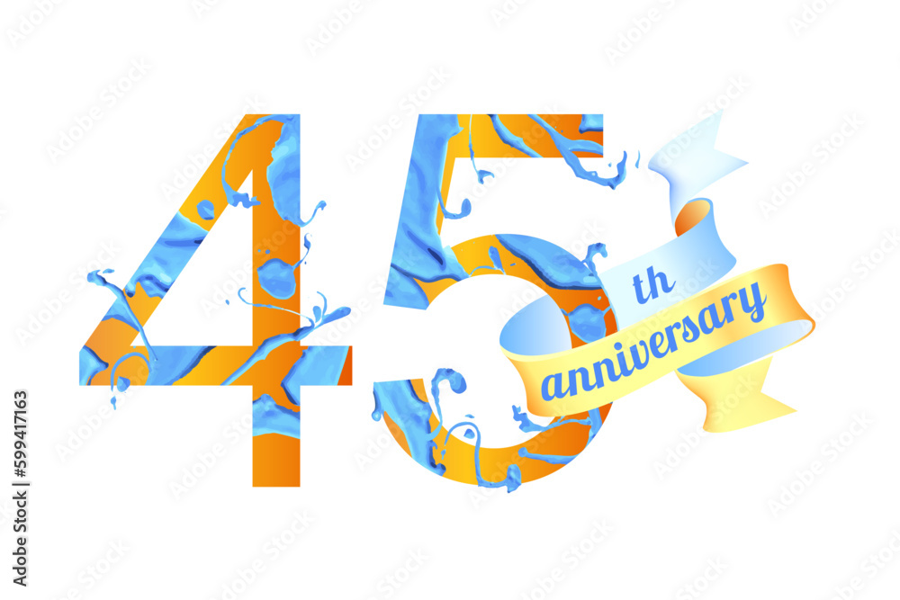 45 (fourty five) years anniversary. Vector paint digit