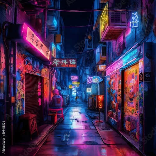 night time alley medium distance