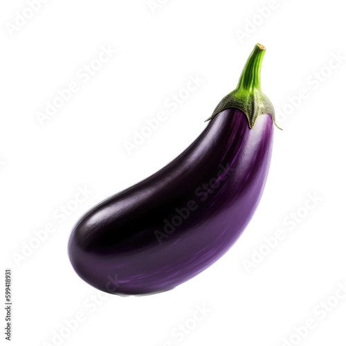  Eggplant, purple, garden-themed, photorealistic illustrations on a transparent background PNG. Generative AI