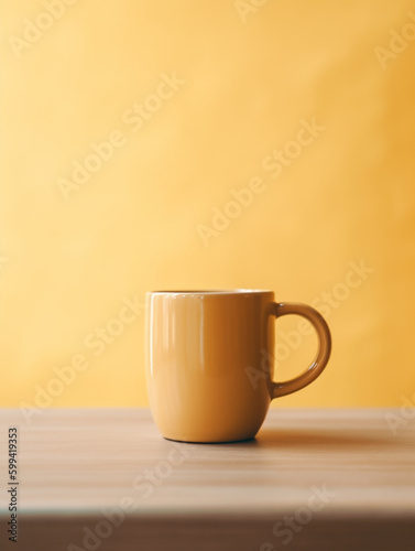 Coffee cup designer mockup with yellow background