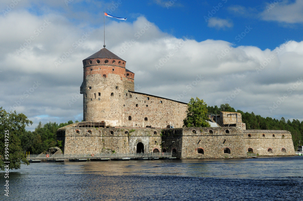 The Olavinlinna Castle In Savonlinna Finland On A Beautiful Sunny Summer Day With A Few Clouds In The Blue Sky