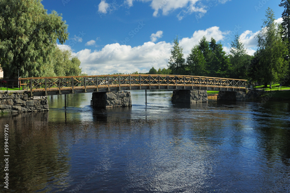 Ancient Footbridge To Olavinlinna Castle In Savonlinna Finland On A Beautiful Sunny Summer Day With A Clear Blue Sky