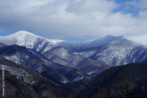 Snow mountain scenery in sunny weather