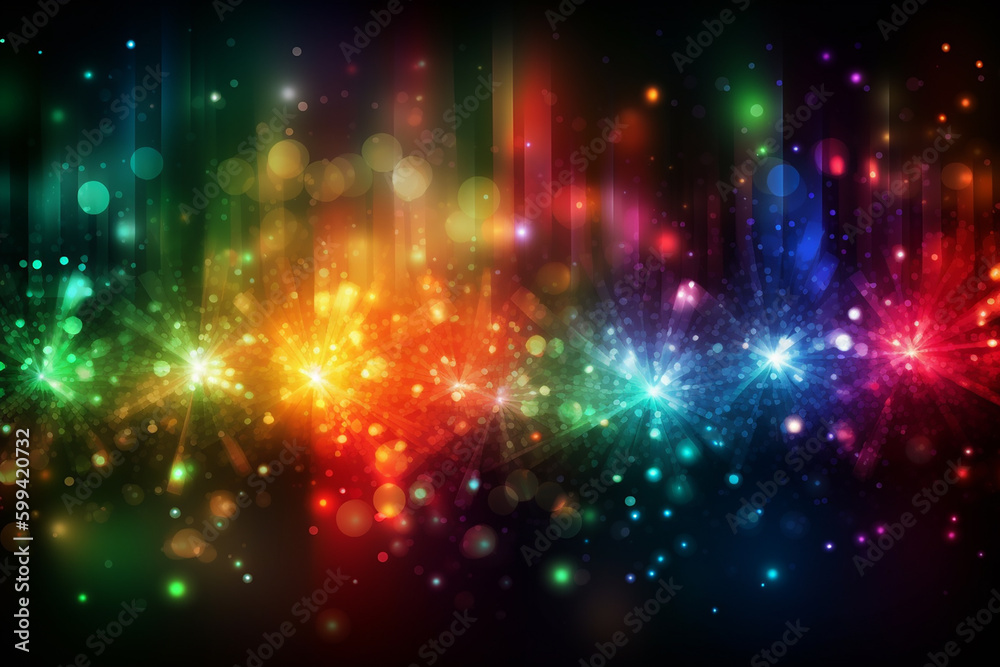 Fototapeta premium Bright background with shimmering sparkles, stars of iridescent colors. Generative AI