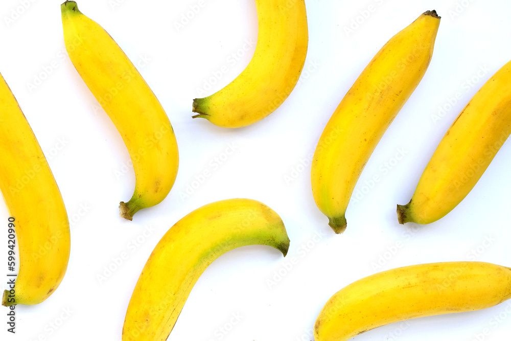 Banana fruit on white background.