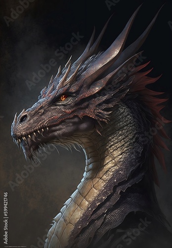 A realistic dragon illustration, Generative AI © מה שתגיד
