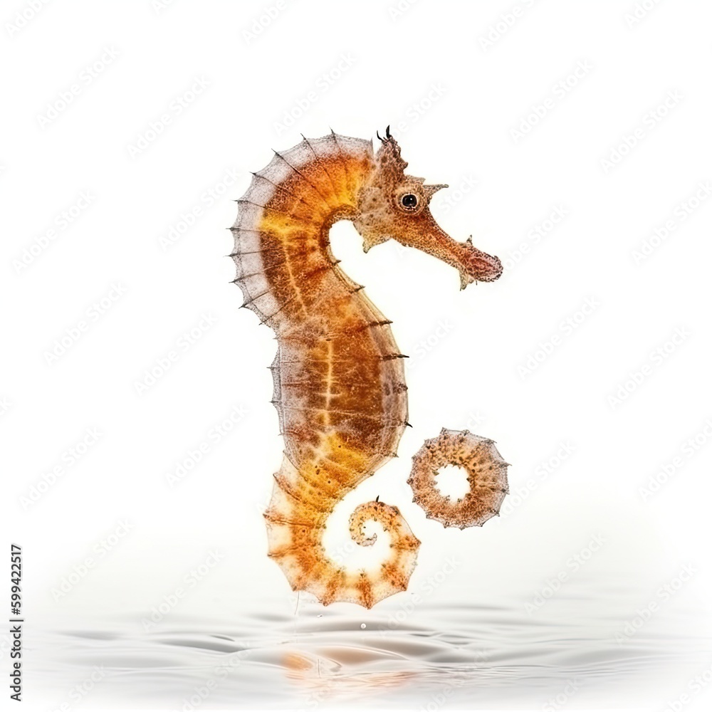 Fototapeta premium Sea horse isolated on white background. generative ai