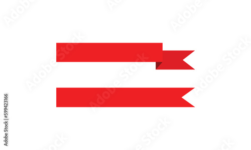 Red banner ribbon strip in flat vector design