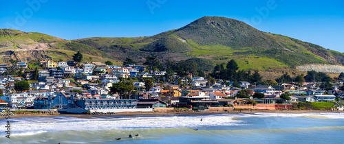 Panoramic view of the beach, town, ocean and hills © Mark