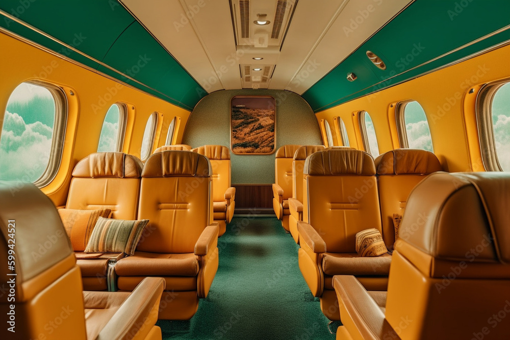 interior of a private airplane made with generative ai