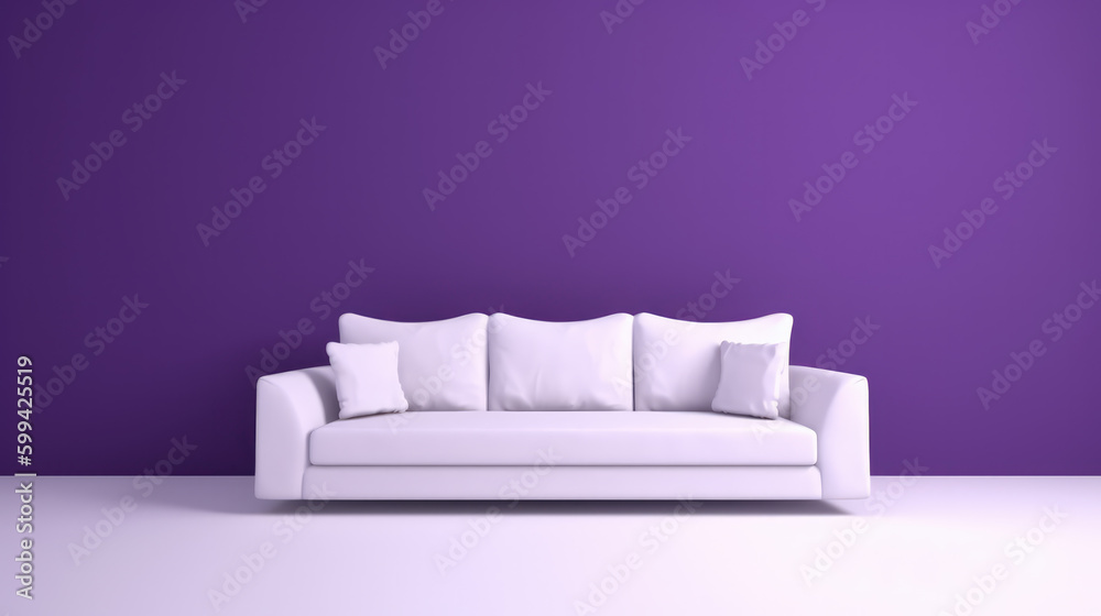 White Couch Purple Background created with Generative AI Technology, ai, generative White Couch Purple Background created with Generative AI Technology, ai, generative