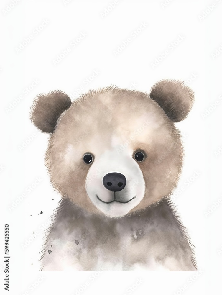 Bear Nursery Room Wall Decor Gender Neutral Cute Cartoon Watercolor Illustration Painting Decoration Bear Nursery Room Wall Decor Gender Neutral Cute Cartoon Watercolor Illustration Painting Decoration