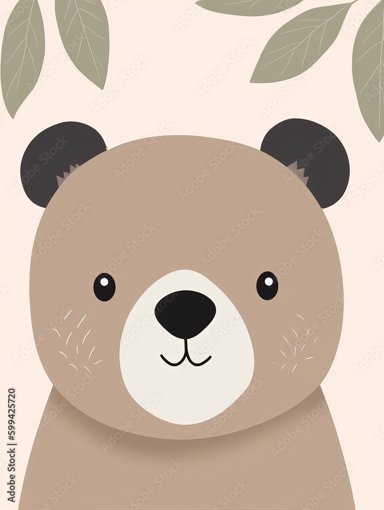 Bear Nursery Room Wall Decor Gender Neutral Cute Cartoon Watercolor Illustration Painting Decoration Bear Nursery Room Wall Decor Gender Neutral Cute Cartoon Watercolor Illustration Painting Decoration