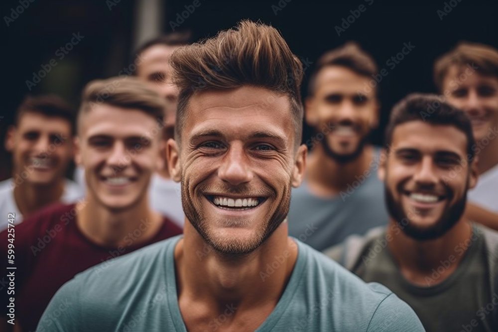 young adult men or teenagers, attractive handsome male with muscular body, smiling happy and satisfied. Generative AI young adult men or teenagers, attractive handsome male with muscular body, smiling happy and satisfied. Generative AI