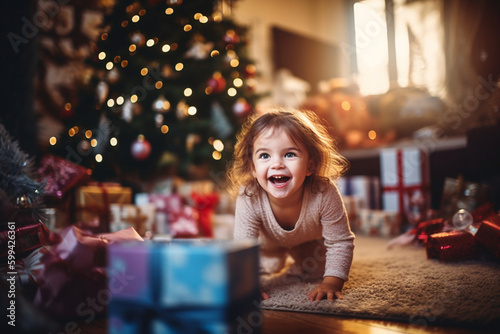 happy child looking at in t...