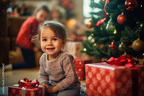 happy child looking at in t...