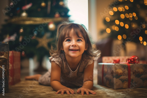 happy child looking at in t...
