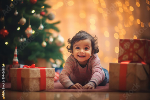 happy child looking at in t...