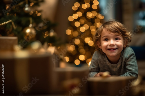 happy child looking at in t...
