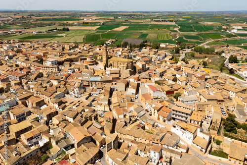 View from drone of Ejea de los Caballeros cityscape, Aragon, Spain