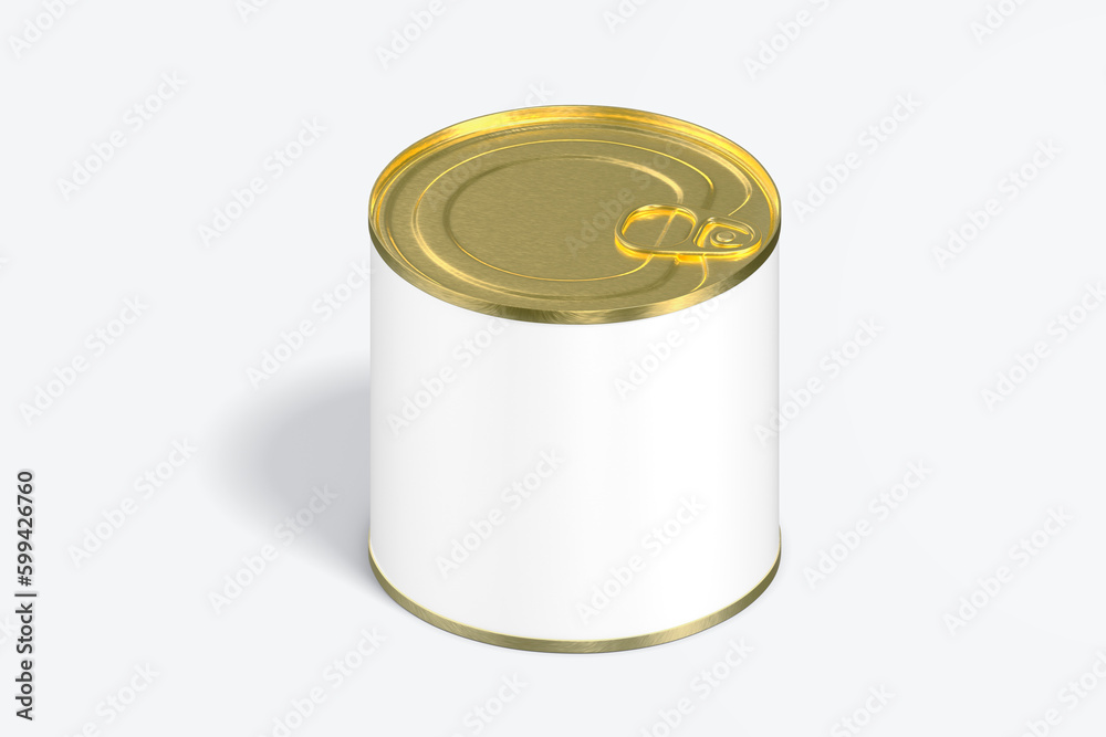 Blank tincan gold metal Tin Can with key, canned Food. Isolated on white background. Mockup. , 3D illustration, 3D rendering. Blank tincan gold metal Tin Can with key, canned Food. Isolated on white background. Mockup. , 3D illustration, 3D rendering.