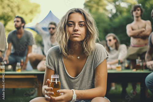 young adult woman with blon...