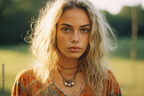 young adult woman with blon...