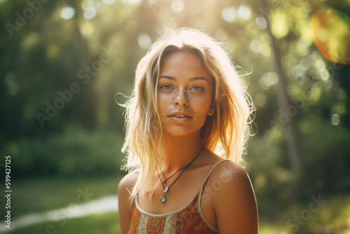 young adult woman with blon...