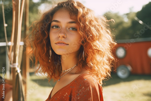 young adult woman with blon...