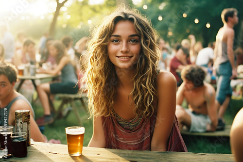 young adult woman with blon...