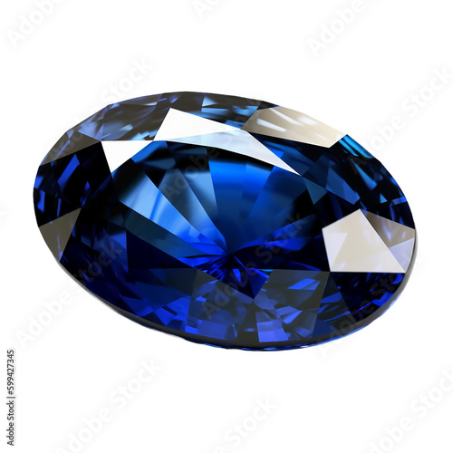 Blue sapphire, transparent background, remove background. AI generative