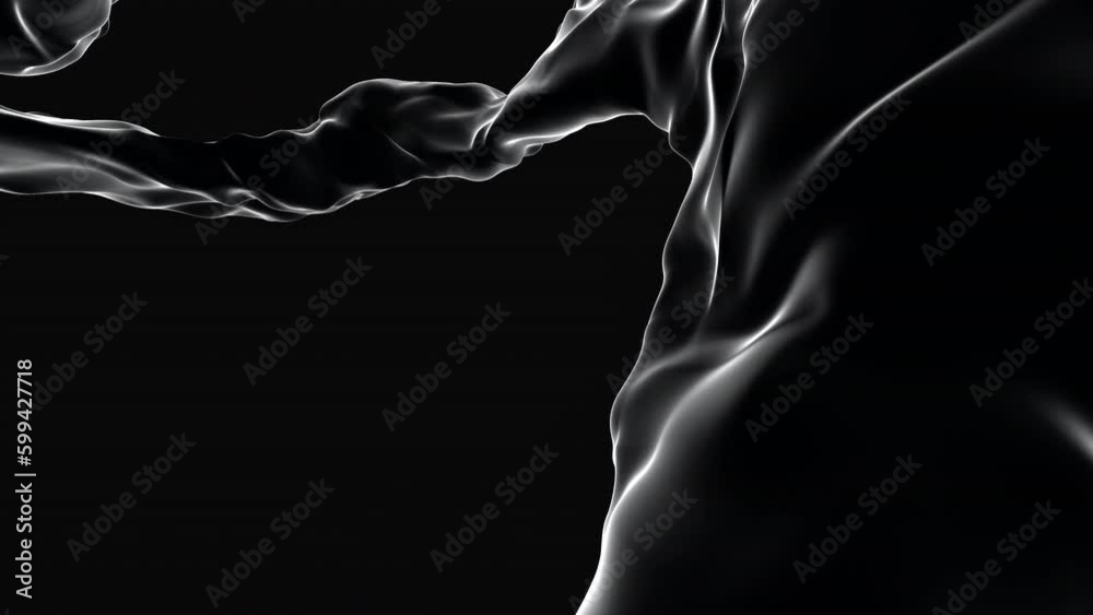 Fantasy white audio waves on black gradient, motion abstract space, nature and futuristic style background
