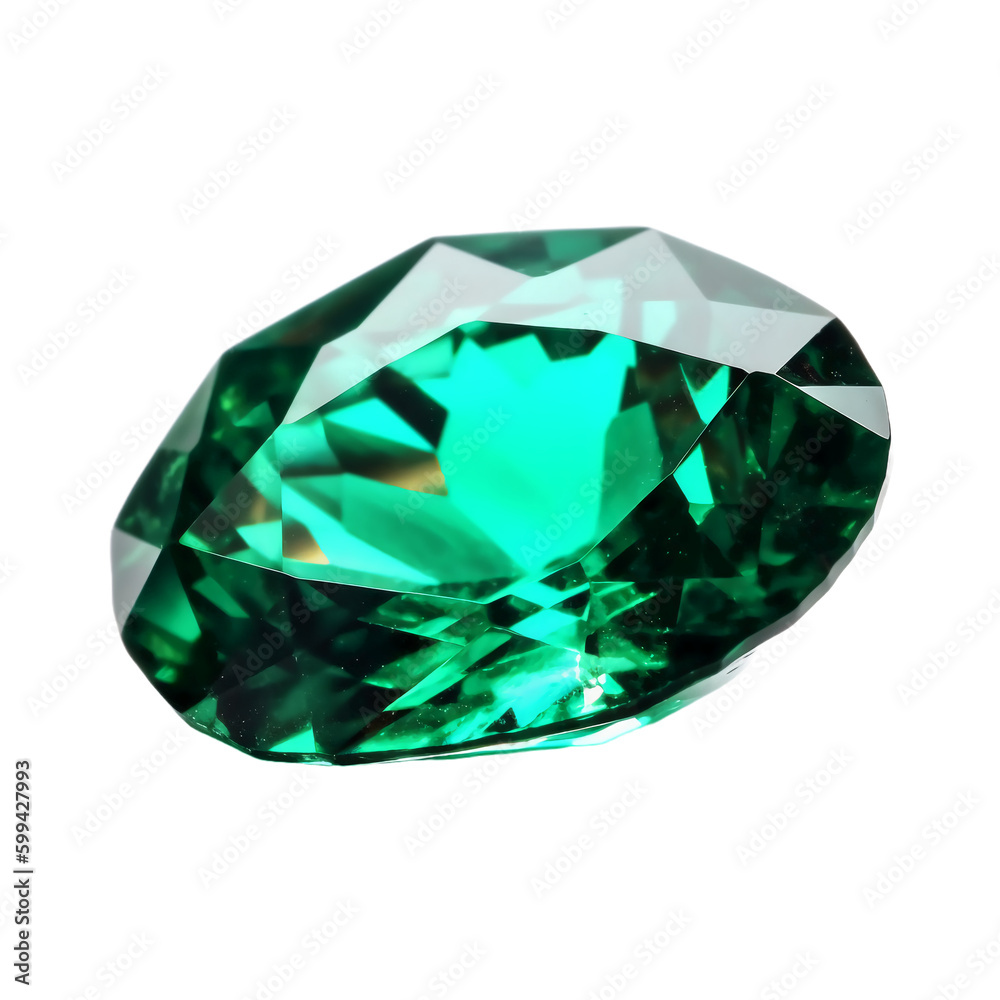Fototapeta premium Emerald, white background, transparent background. AI generative