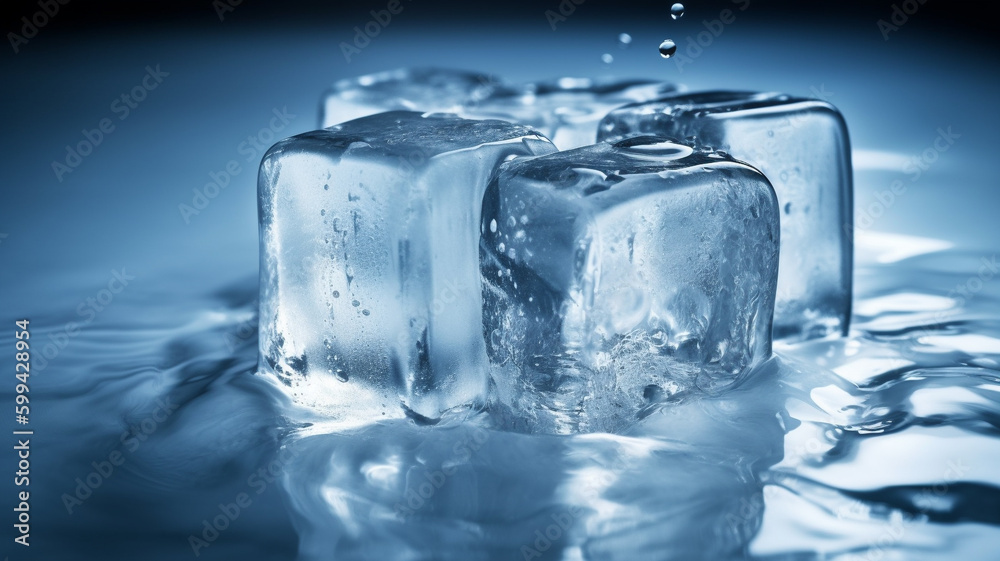 ice cube and water ice cube and water