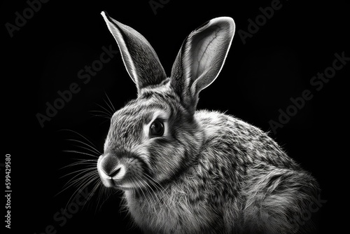 white rabbit on black background © Man888