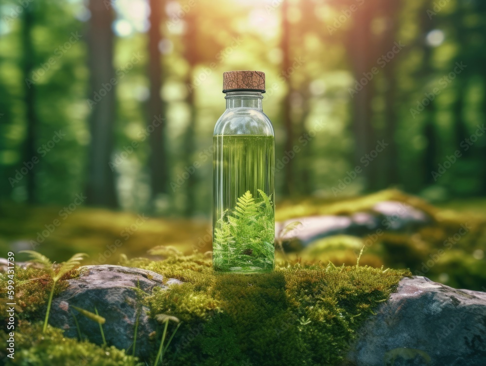 A reusable water bottle in natura background A reusable water bottle in natura background
