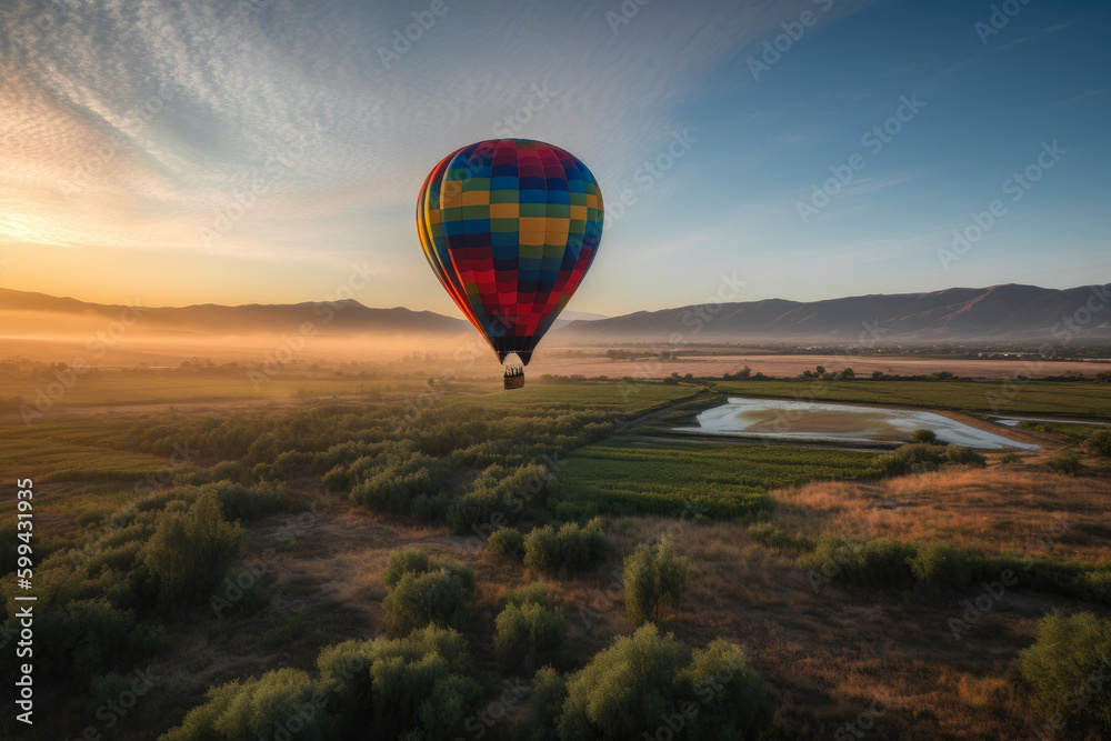 Rising Above the Valley Hot Air Balloon Adventure, generative ai