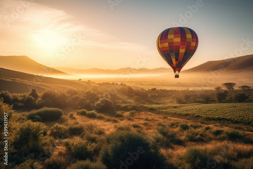 Rising Above the Valley Hot Air Balloon Adventure  generative ai