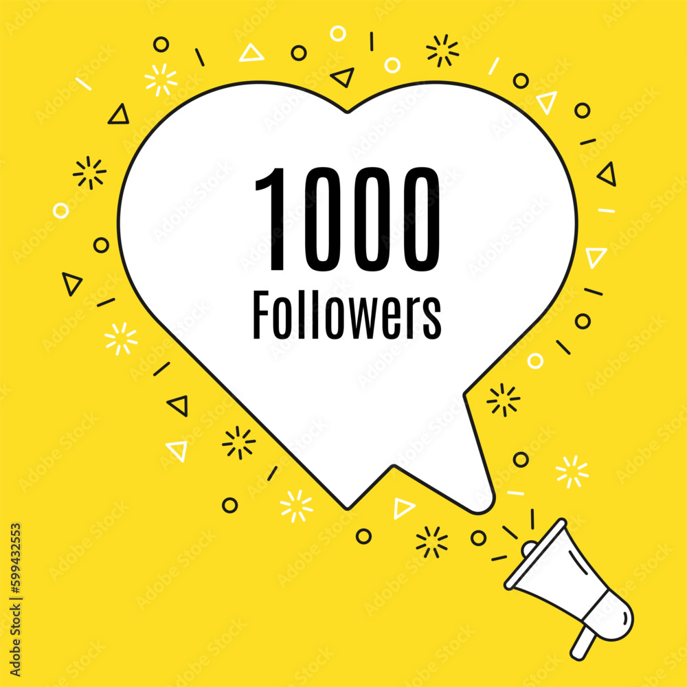 1k followers celebration banner for use in social media. - Vector.