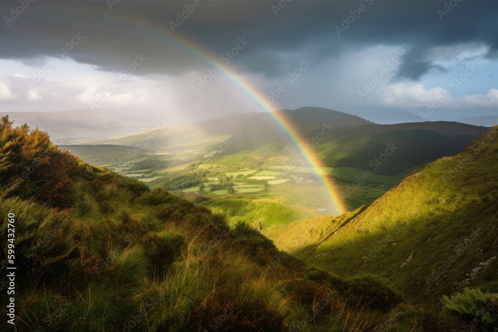 The End of The Rainbow Spectacular View of The Valley, generative ai