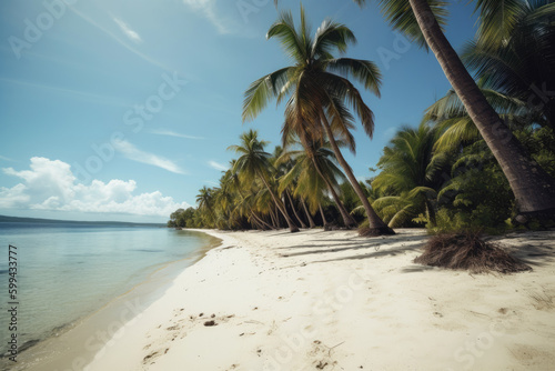 Ambience of the Palm-Fringed Beach on a Desert Island  generative ai