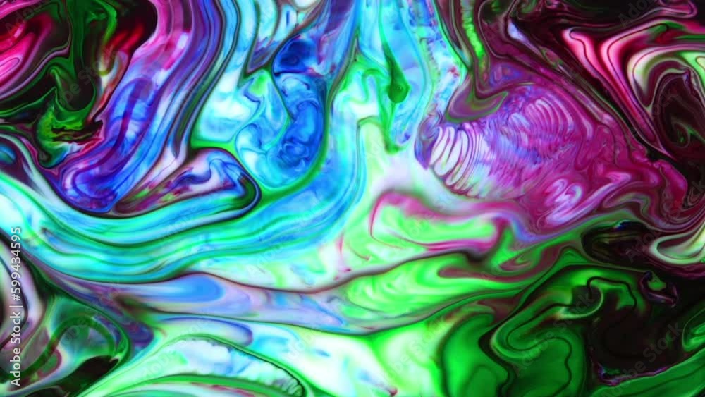 Liquid Colorful Paint Pattens Mix in Slow Motion. Liquid Color Paint Patterns Texture Top View. Multicolor Liquid Paint Surface. Liquid Colorful Paint Pattens Mix in Slow Motion. Liquid Color Paint Patterns Texture Top View. Multicolor Liquid Paint Surface.