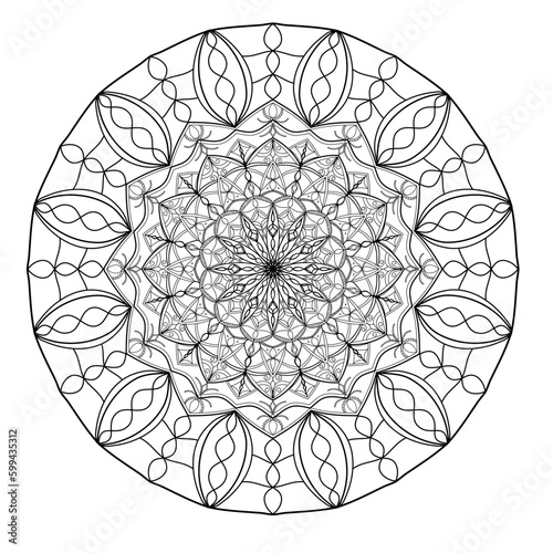 Mandala for coloring book  round ornament  irregular floral shape decoration  oriental vector  stress therapy pattern  weave yoga vector logo design element. adult mandala for coloring